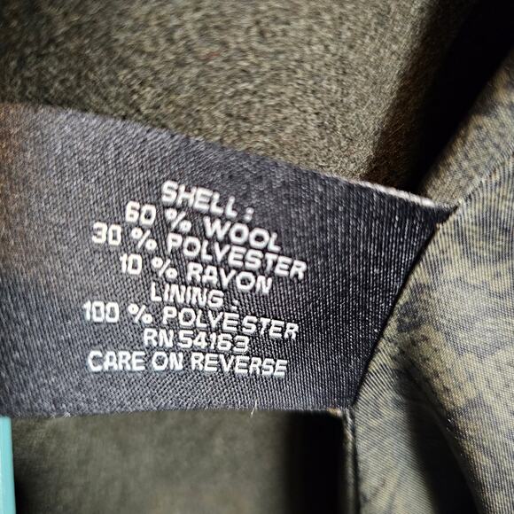 Women's Large Guess Red Wool Blend Long Trench Pea Coat Double-Breasted Military - Picture 9 of 12